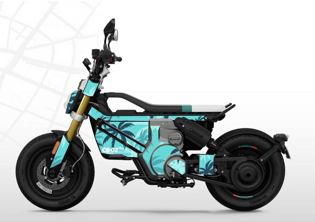 BMW-CE-02-scooter-electrique-electric-personnalisation-kit-deco-stickers-burn-out-design-californie-turquoise-palmier