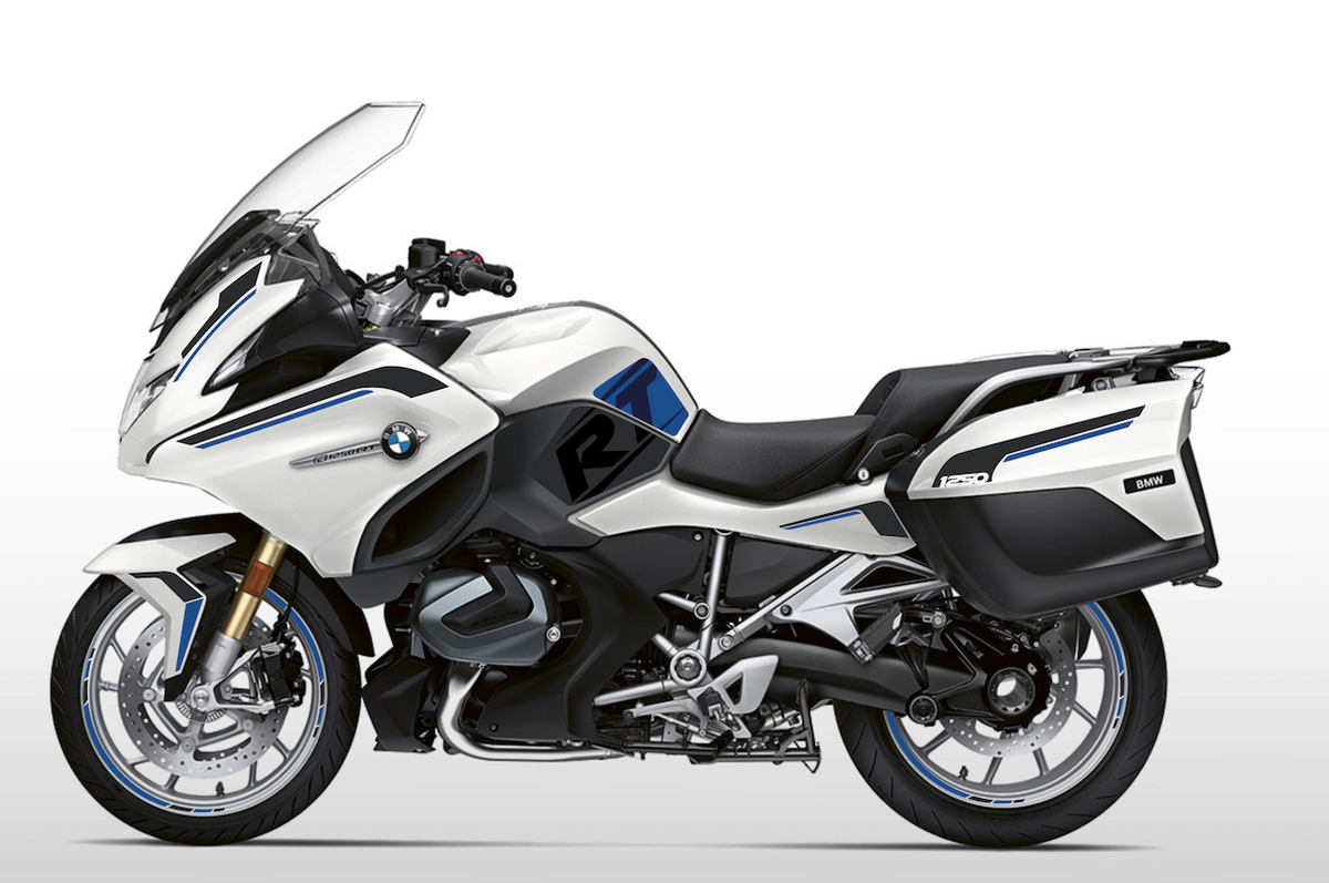 Kit déco stickers BMW R 1200 RT / R 1250 RT – Design RT Bleu & Gris – autocollants carénage touring