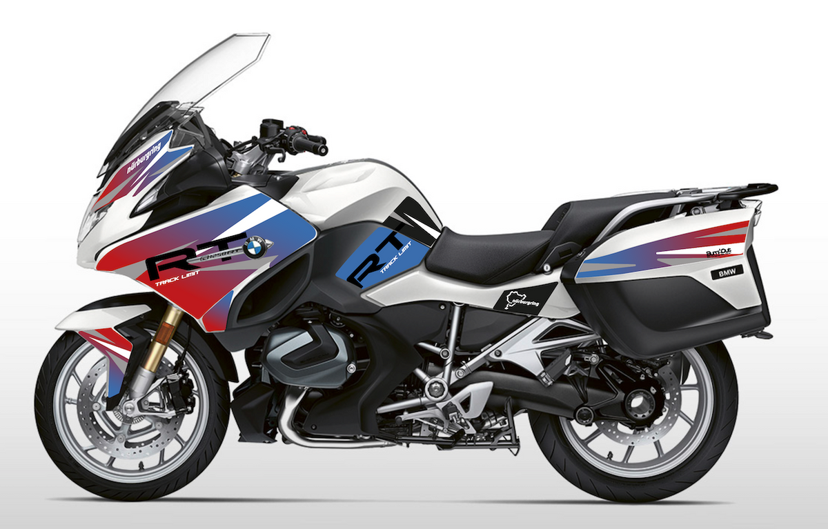Kit déco stickers BMW R 1200 RT / R 1250 RT – Design RT Bleu & Rouge fondu – Burn-Out Design Made in France