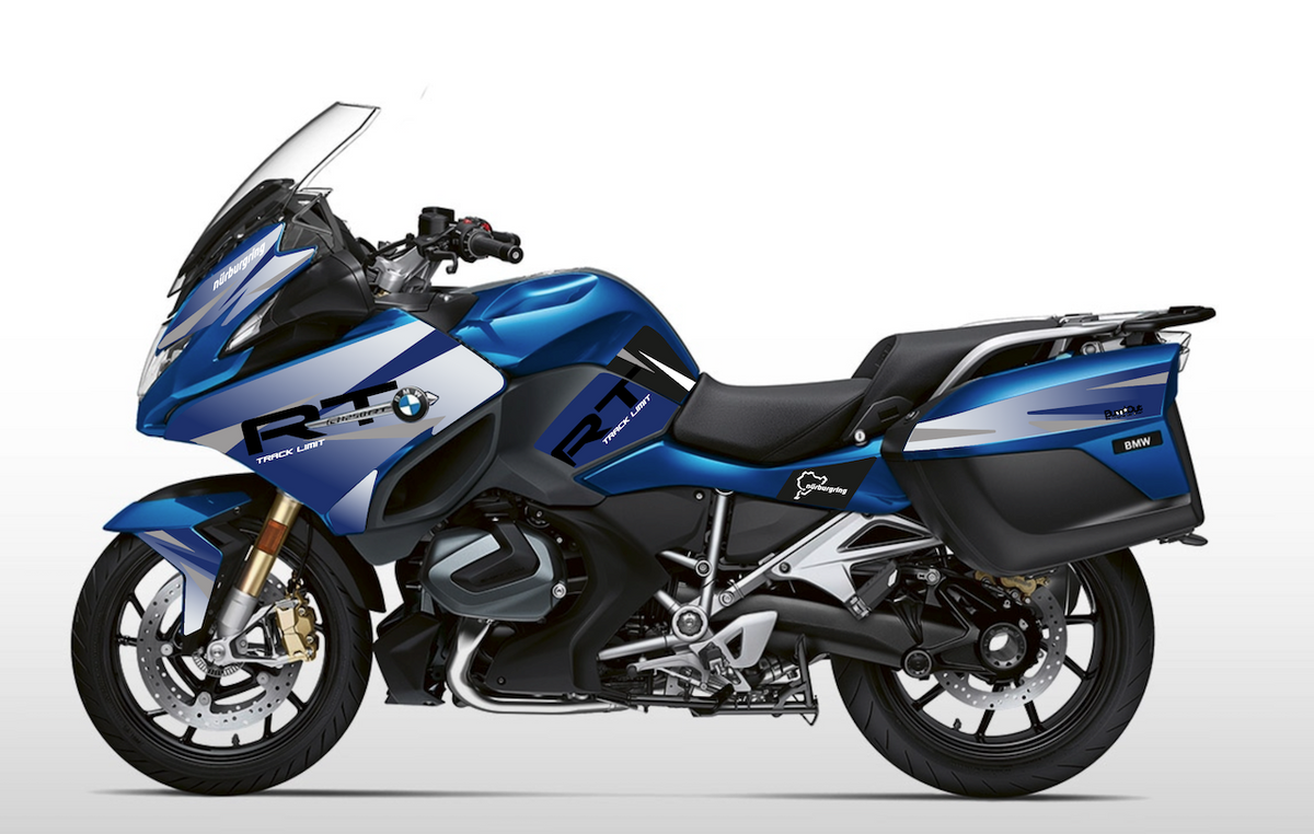 Kit déco stickers BMW R 1200 RT / R 1250 RT – Design RT Bleu & Blanc dégradé – vinyle anti-UV anti-rayures