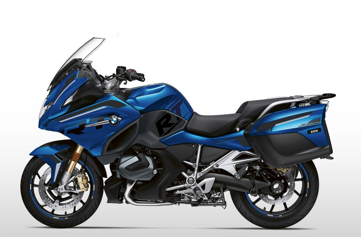 Kit déco stickers BMW R 1200 RT / R 1250 RT – Design RT Bleu dégradé – autocollants carrosserie touring BMW