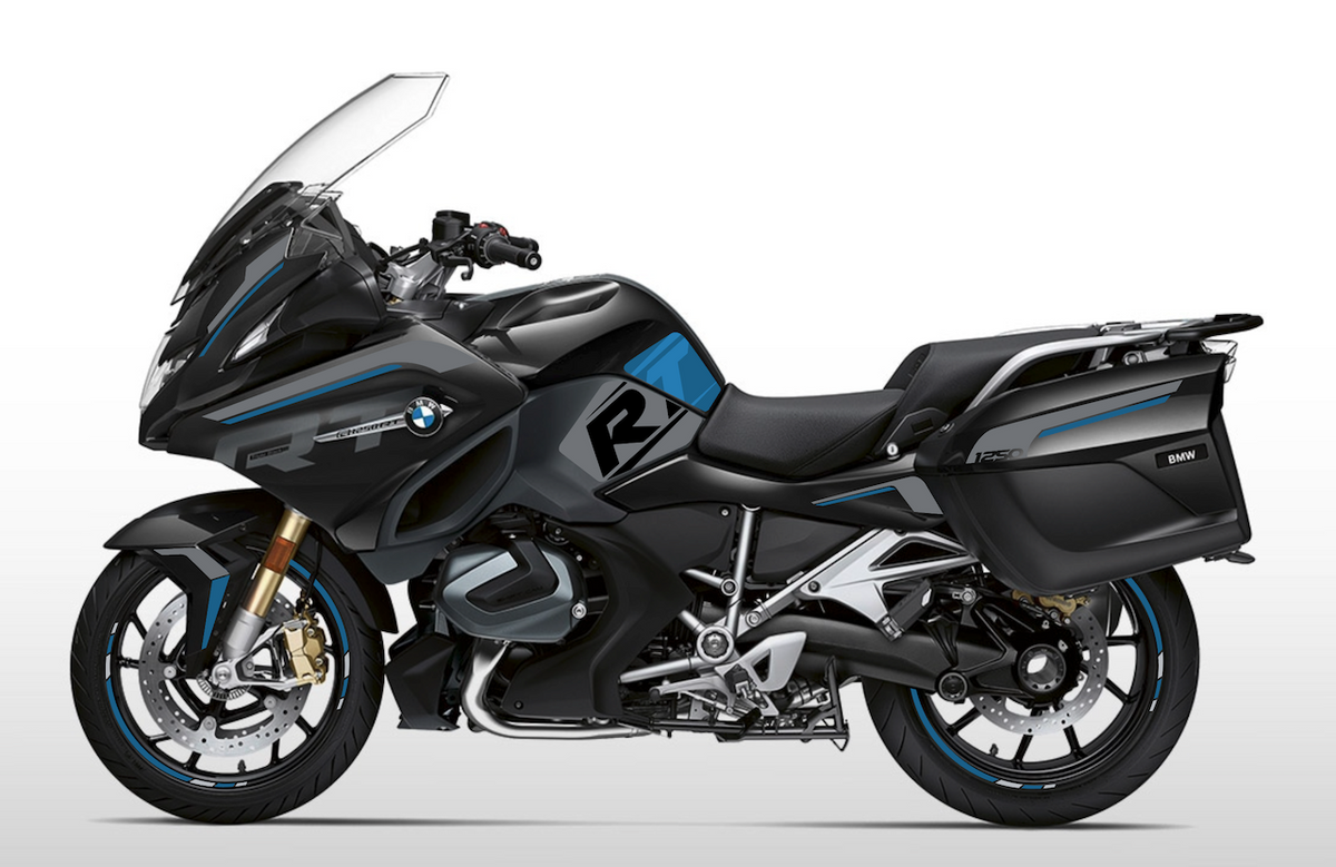 Kit déco stickers BMW R 1200 RT / R 1250 RT – Design RT Gris & Bleu – stickers carénage Made in France