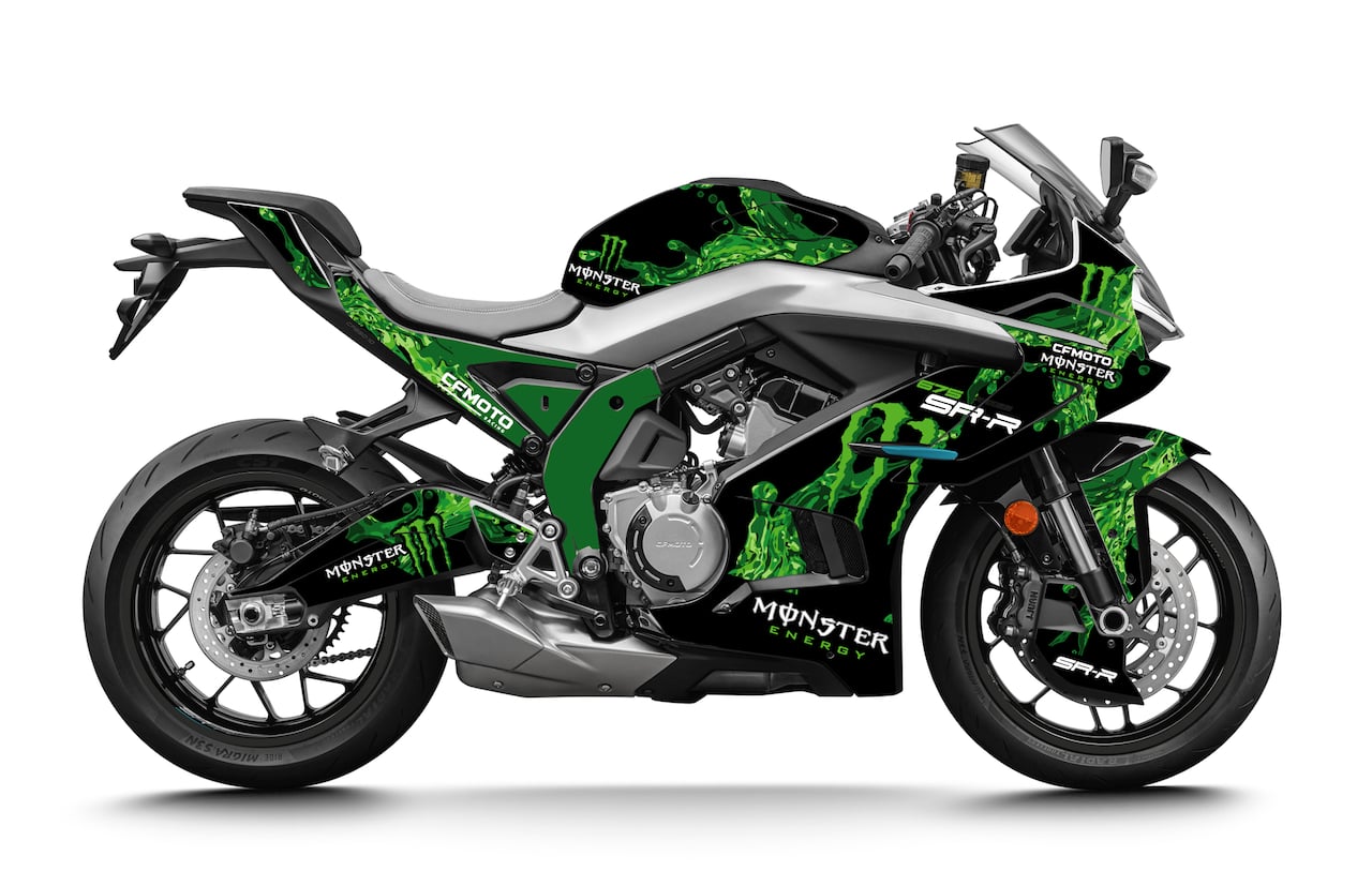 CFMOTO-MOTO-675-SR-675SRR-personnalisation-kit-deco-stickers-burn-out-design-monster-Vert-Noir