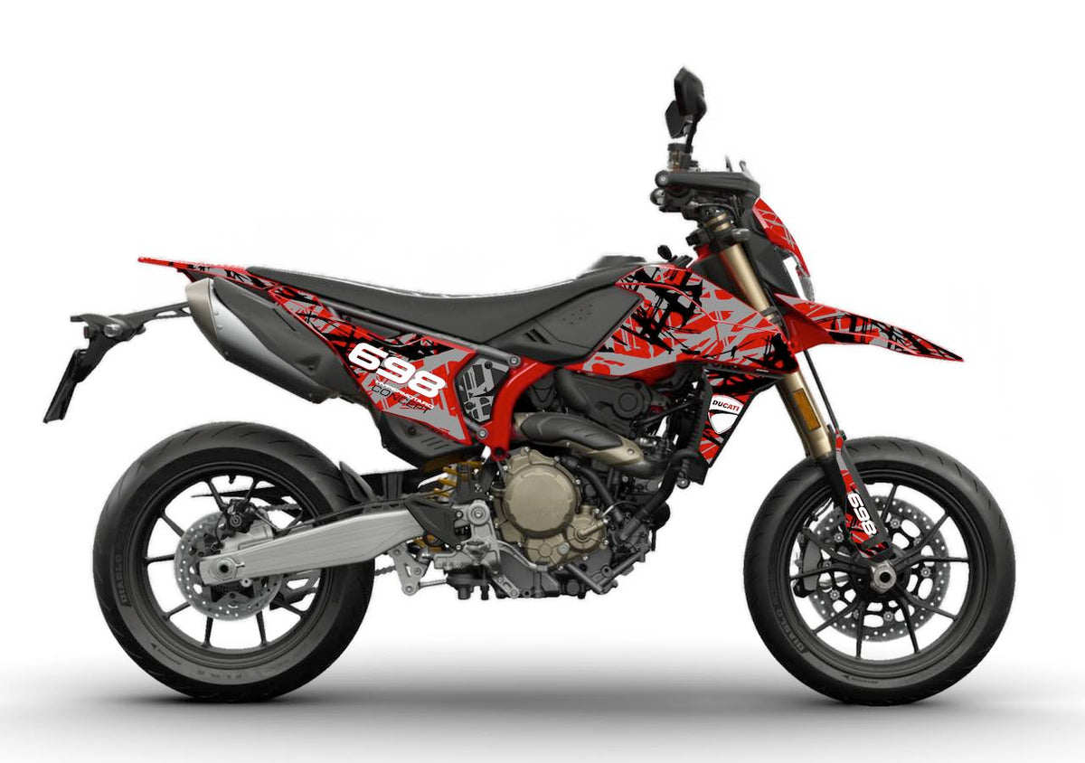 Kit Déco Ducati Hypermotard 698 Mono (2024+) – 8 Graphismes Full Cover, WSBK, Pramac, MM93, FB63 | Made in France