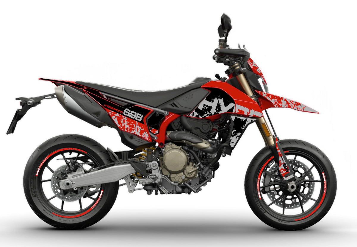 Kit Déco Ducati Hypermotard 698 Mono (2024+) – 8 Graphismes Full Cover, WSBK, Pramac, MM93, FB63 | Made in France