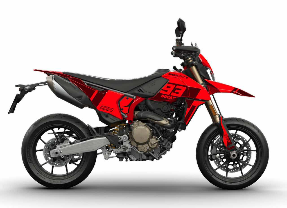 Kit Déco Ducati Hypermotard 698 Mono (2024+) – 8 Graphismes Full Cover, WSBK, Pramac, MM93, FB63 | Made in France