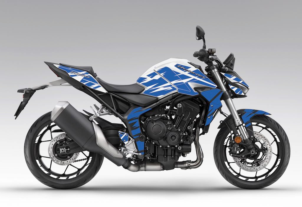 Kit déco Honda Hornet CB 1000 2025 — FIREBLADE Blanc Bleu — Burn-Out Design