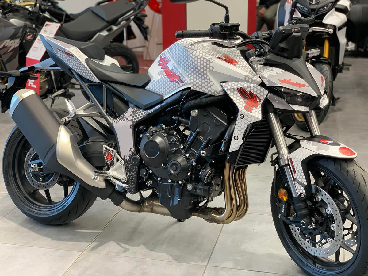 Kit déco Honda Hornet CB 1000 2025 — HORNET WASP Blanc Gris — Burn-Out Design