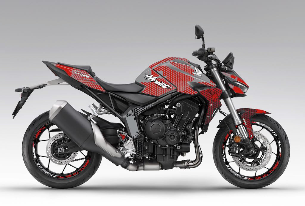 Kit déco Honda Hornet CB 1000 2025 — HORNET WASP Rouge sur Gris — Burn-Out Design
