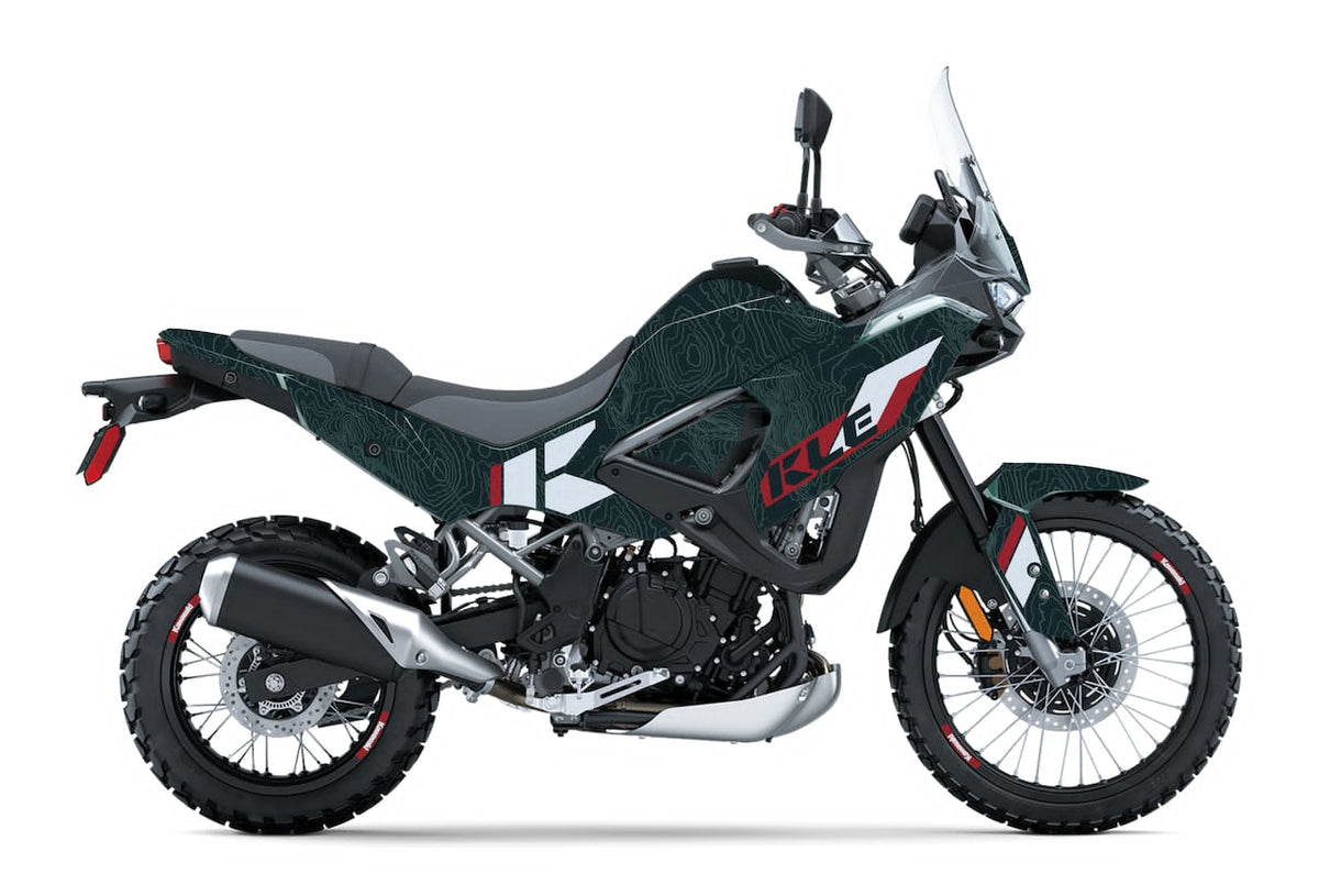 Kit déco Kawasaki KLE 500 – FULL TOPO Dark Green Forest – kit personnalisation moto – Burn-Out-Design