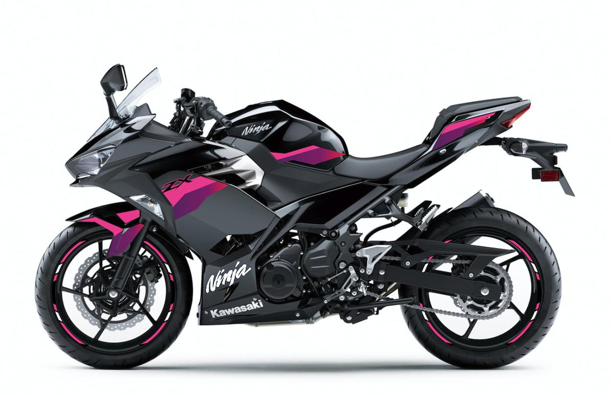 KAWASAKI-NINJA-400-personnalisation-kit-deco-stickers-burn-out-design-LIGHT-Violet et rose