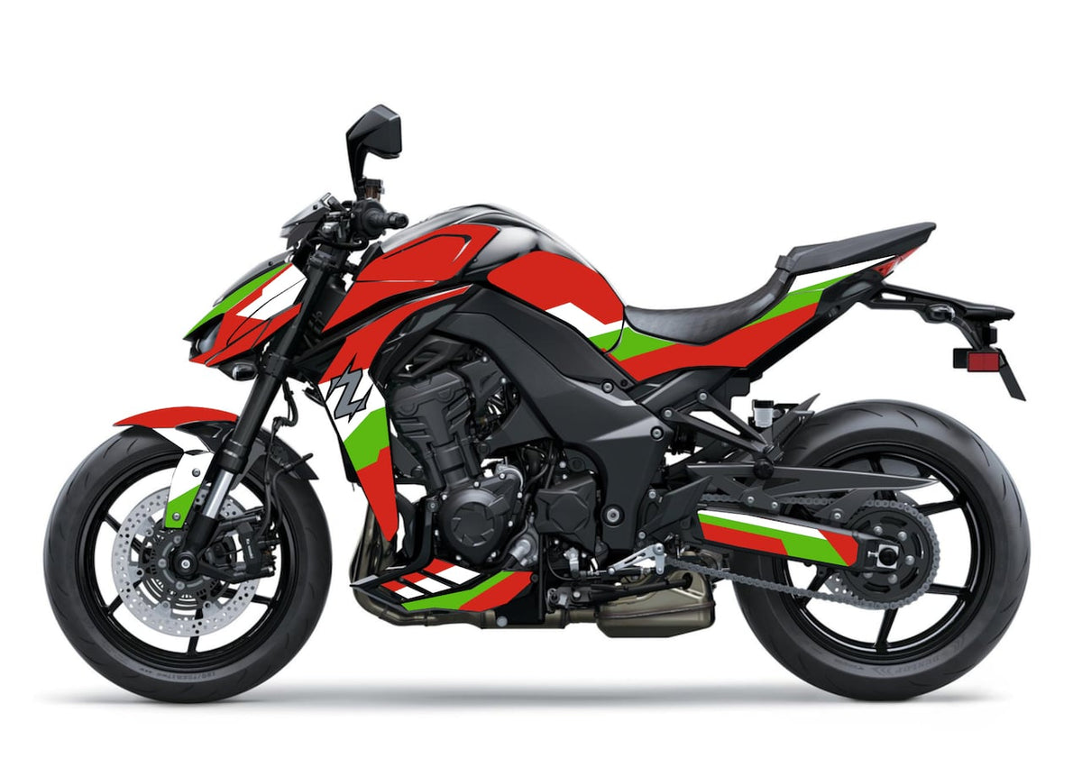 Kawasaki-Z-1100-Z1100-roadster-personnalisation-kit-deco-stickers-burn-out-design-Noir-NINJA-Rouge-Vert-Blanc