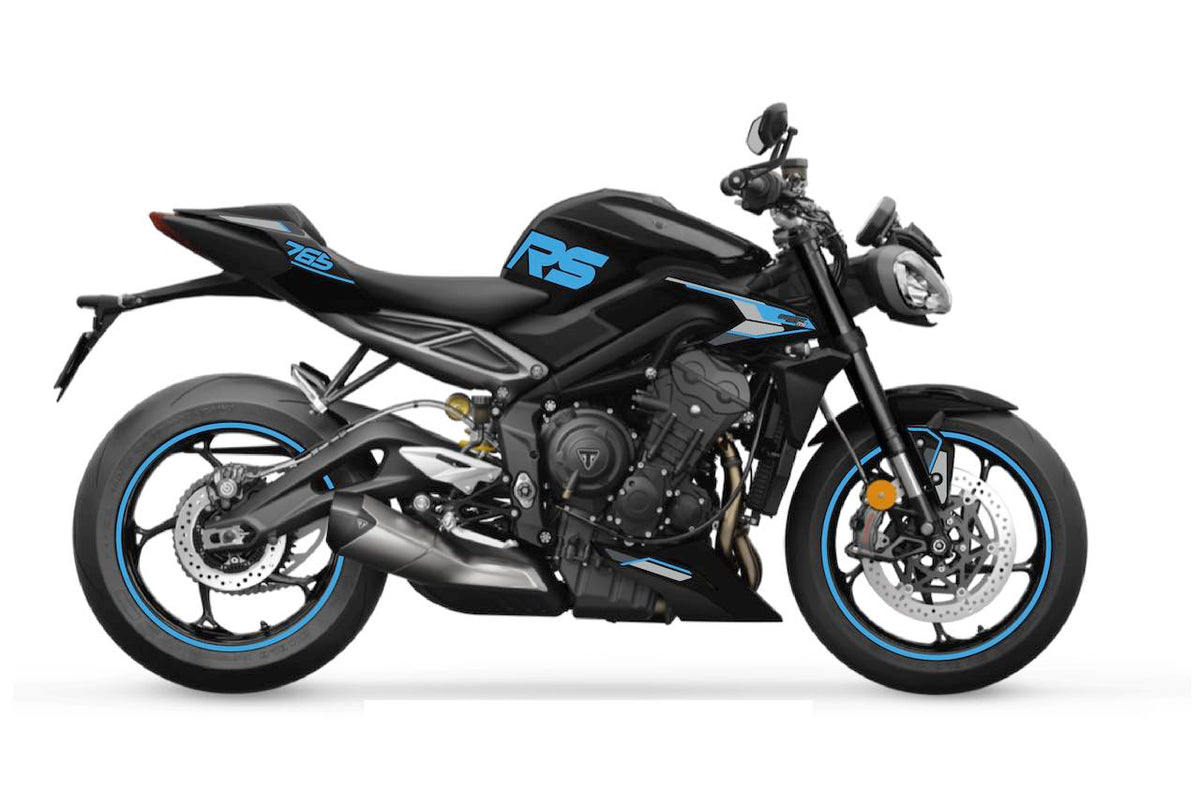 Kit Déco Triumph Street Triple RS 765 Phantom Black ou Granite / Kingfisher Blue (2023+) | Recouvrement