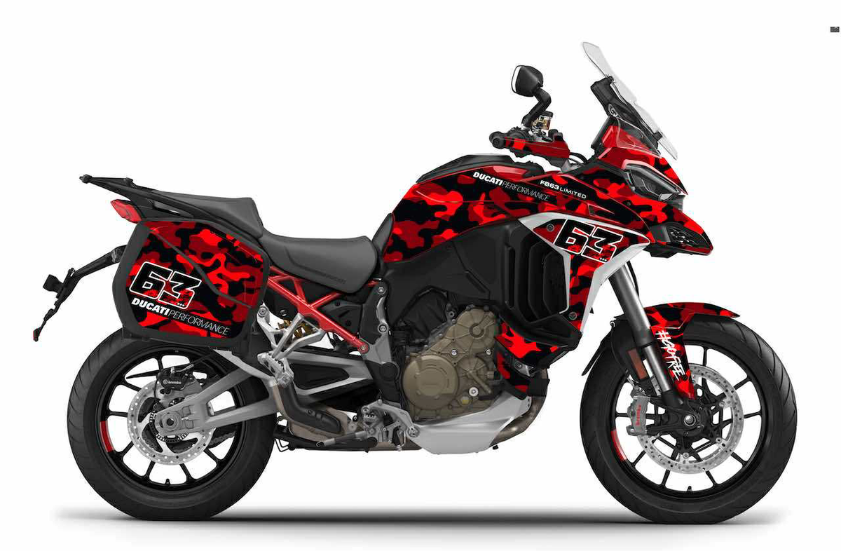 Kit Déco Ducati Multistrada V4 / V4S / V4S Sport (2021+) – Full Cover, Valises incluses, MM93, FB63 | Made in France