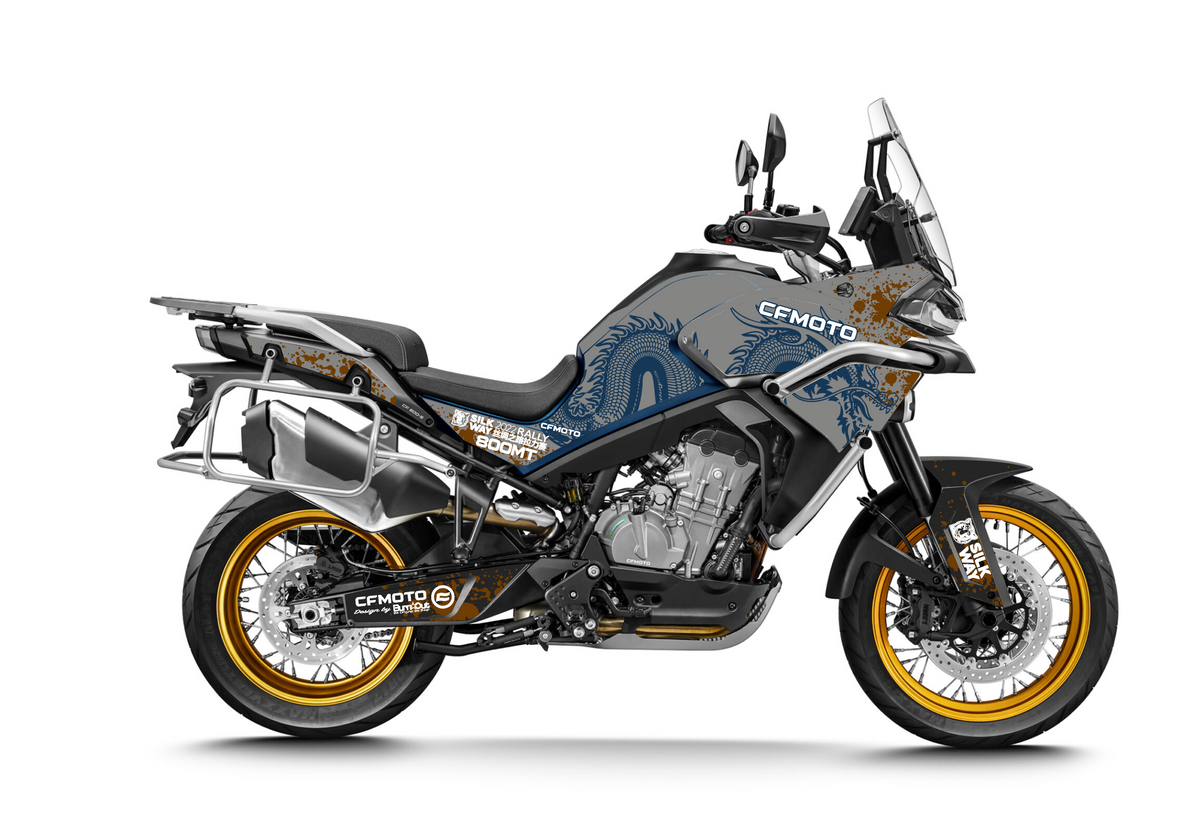 CF Moto 800 MT IBEX kit déco stickers Dragon Gris et Bleu — Burn-Out-Design