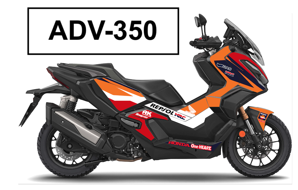 Kit Déco Honda ADV 350 2022+ – 4 Designs Full Cover : REPSOL, DAKAR, CAMO, HRC | Made in France