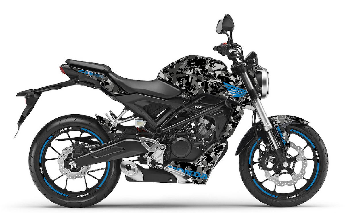 Kit Déco Honda CB125R & CB300R 2018-2023 – 6 Graphismes : PIXIE, ROCK, REPLICA, CAMO, GRAFIX, LINE VINTAGE | Made in France