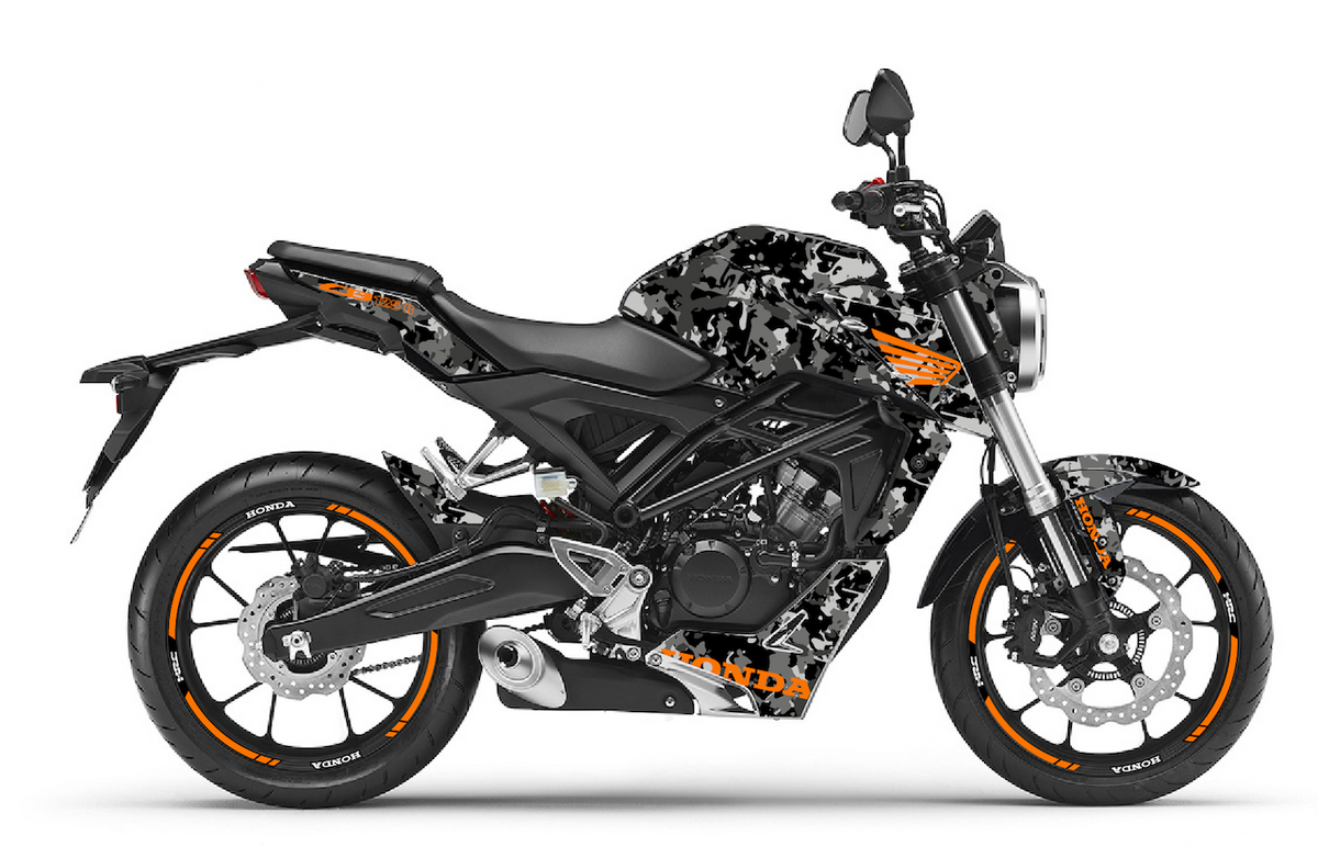 Kit Déco Honda CB125R & CB300R 2018-2023 – 6 Graphismes : PIXIE, ROCK, REPLICA, CAMO, GRAFIX, LINE VINTAGE | Made in France