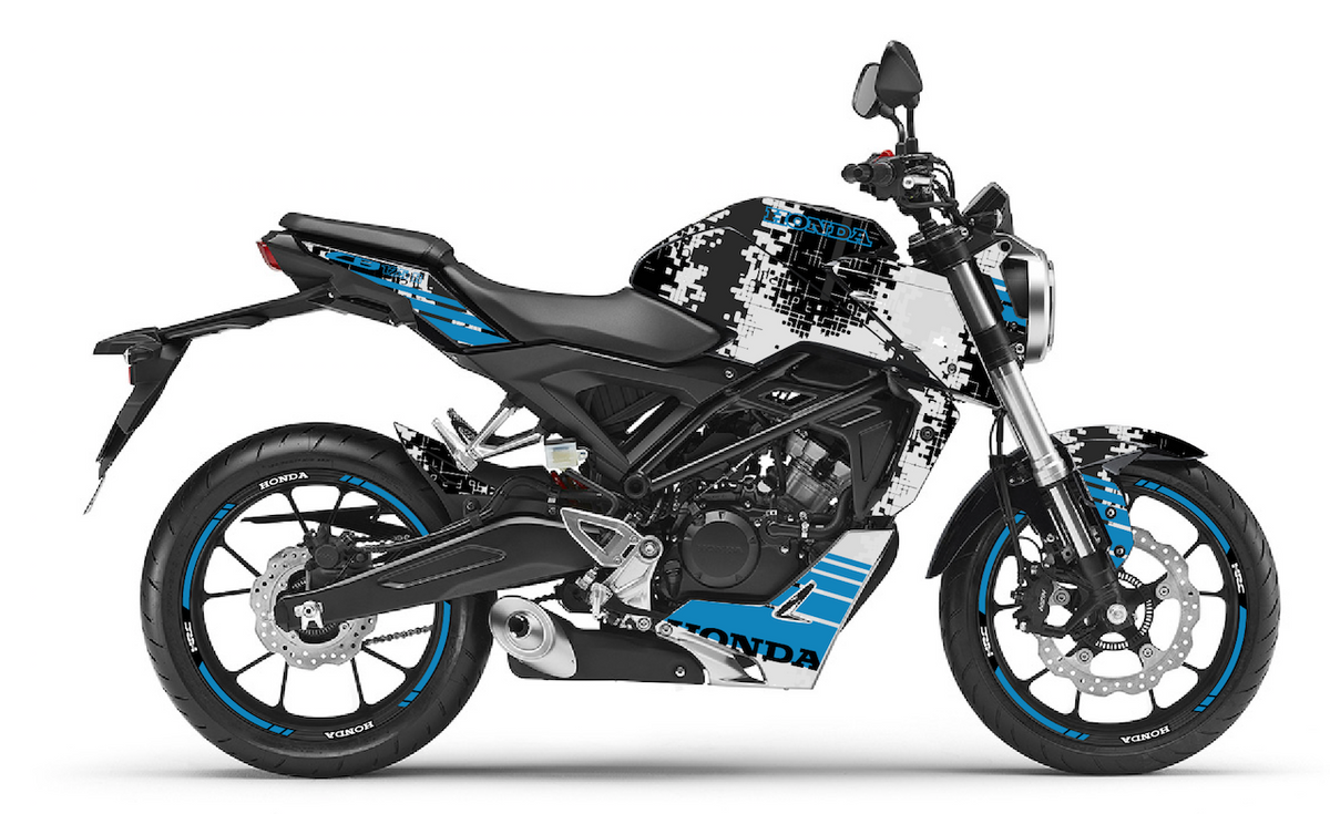 Kit Déco Honda CB125R & CB300R 2018-2023 – 6 Graphismes : PIXIE, ROCK, REPLICA, CAMO, GRAFIX, LINE VINTAGE | Made in France