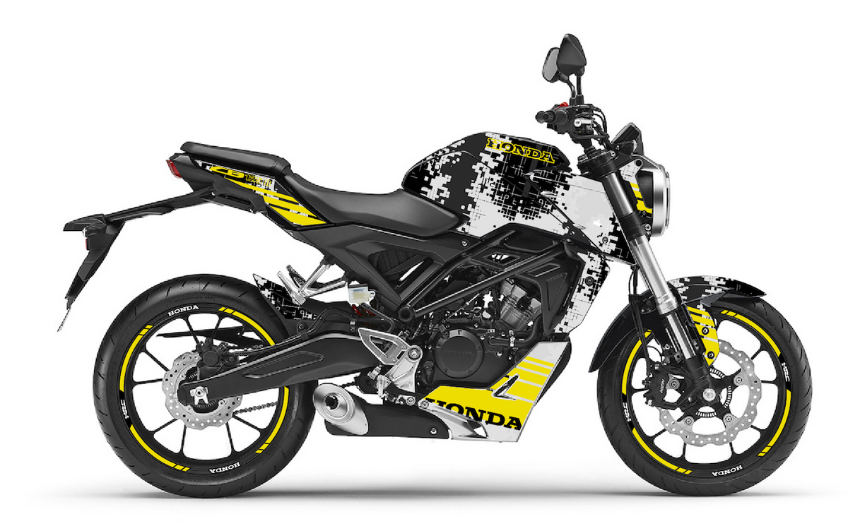 Kit Déco Honda CB125R & CB300R 2018-2023 – 6 Graphismes : PIXIE, ROCK, REPLICA, CAMO, GRAFIX, LINE VINTAGE | Made in France