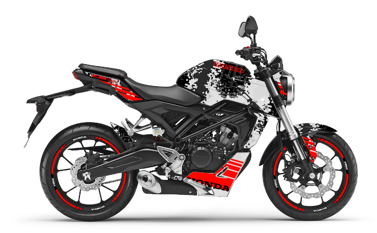 Kit Déco Honda CB125R & CB300R 2018-2023 – 6 Graphismes : PIXIE, ROCK, REPLICA, CAMO, GRAFIX, LINE VINTAGE | Made in France