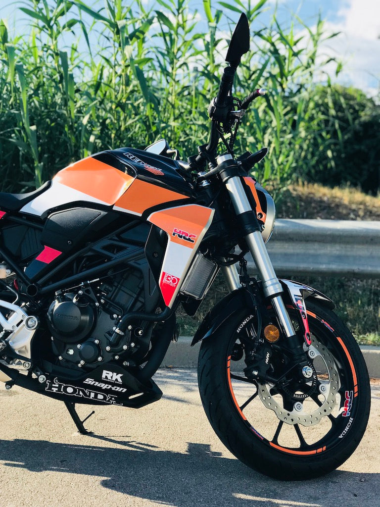 Kit Déco Honda CB125R & CB300R 2018-2023 – 6 Graphismes : PIXIE, ROCK, REPLICA, CAMO, GRAFIX, LINE VINTAGE | Made in France