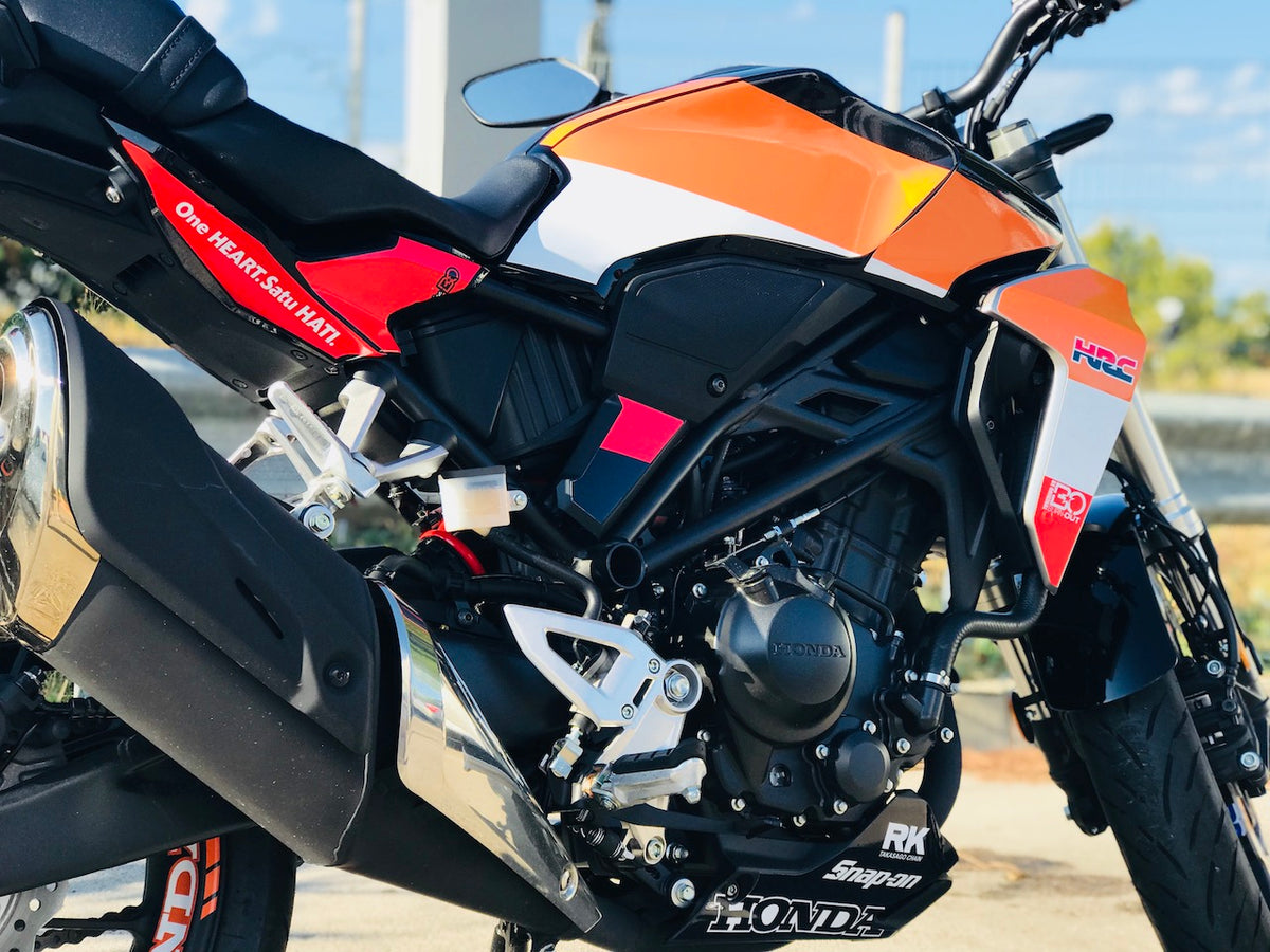 Kit Déco Honda CB125R & CB300R 2018-2023 – 6 Graphismes : PIXIE, ROCK, REPLICA, CAMO, GRAFIX, LINE VINTAGE | Made in France