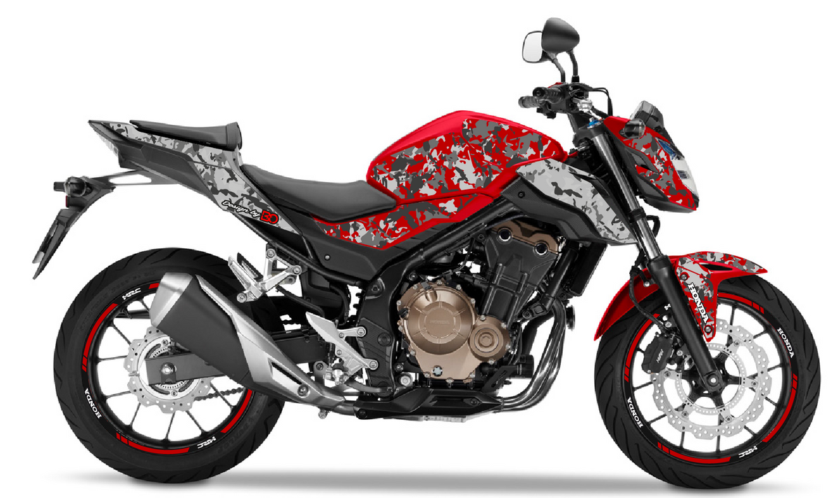 Kit Déco Honda CB500 Camouflage 2016-2018 – 5 Coloris : Gris, Noir, Jaune, Rouge, Bleu | Made in France