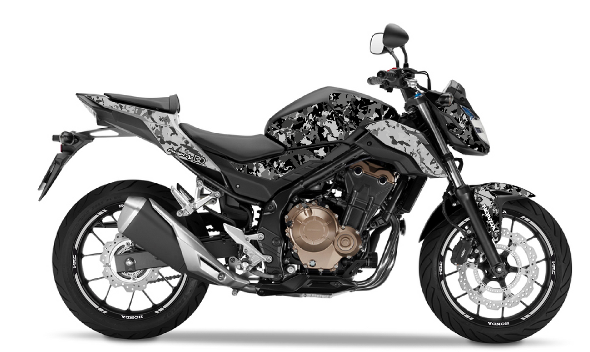 Kit Déco Honda CB500 Camouflage 2016-2018 – 5 Coloris : Gris, Noir, Jaune, Rouge, Bleu | Made in France