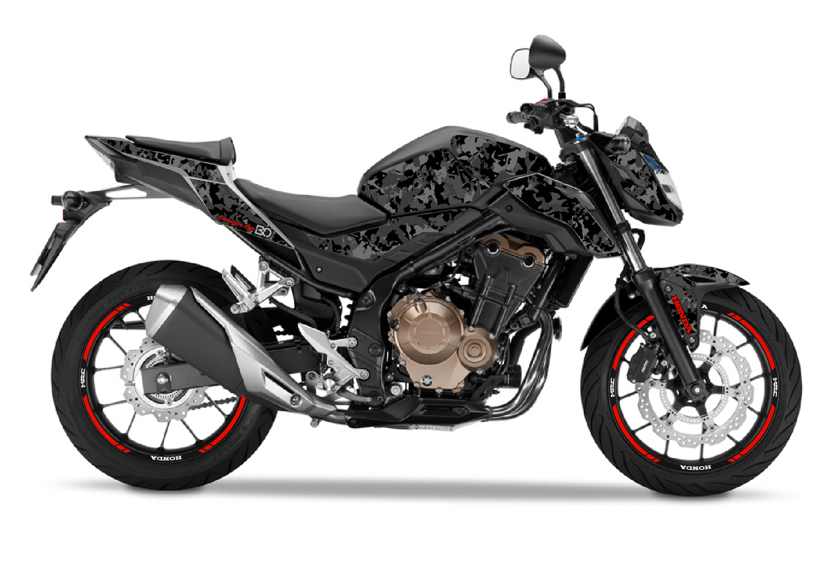 Kit Déco Honda CB500 Camouflage 2016-2018 – 5 Coloris : Gris, Noir, Jaune, Rouge, Bleu | Made in France