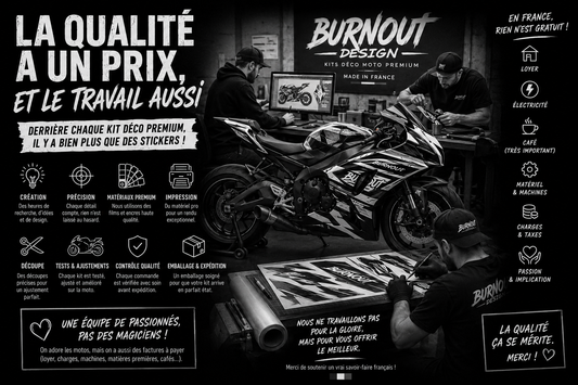 Kit déco moto premium Burn-Out-Design – fabrication artisanale française, qualité et savoir-faire