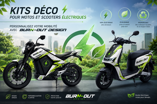Kit déco moto électrique Sur-Ron Light Bee, BMW CE 04, CE 02 et Zero DSR/X – stickers vinyle thermoformables premium, fabriqués en France par Burn-Out-Design