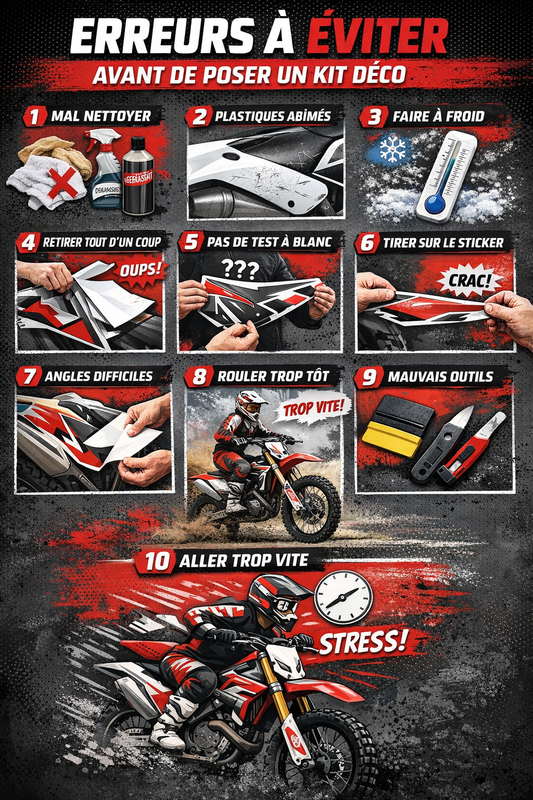 Erreurs à éviter avant de poser un kit déco moto – guide de pose stickers Burn-Out Design