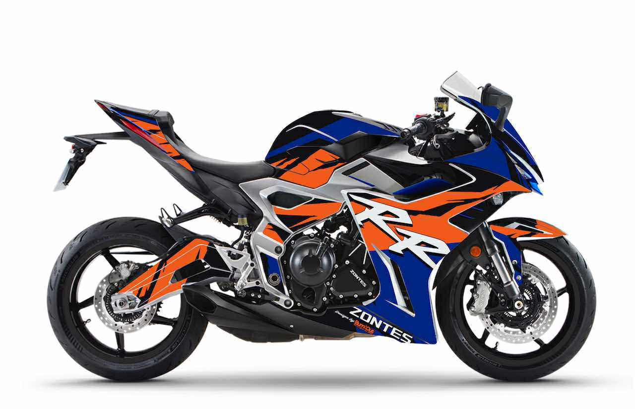 zontes 703 RR orange bleu stickers kits déco burnoutdesign.com