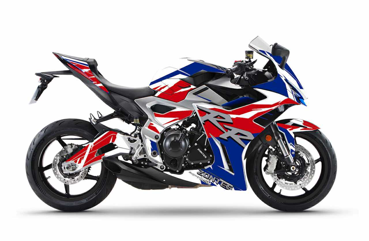zontes 703 RR bleu blanc rouge fireblade stickers kits déco burnoutdesign.com