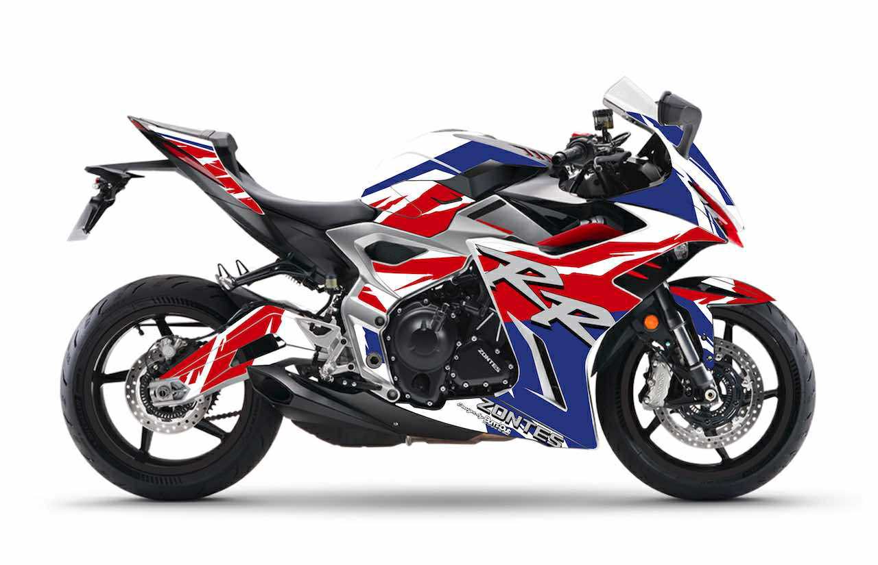 zontes 703 RR  bleu blanc rouge fireblade stickers kits déco burnoutdesign.com