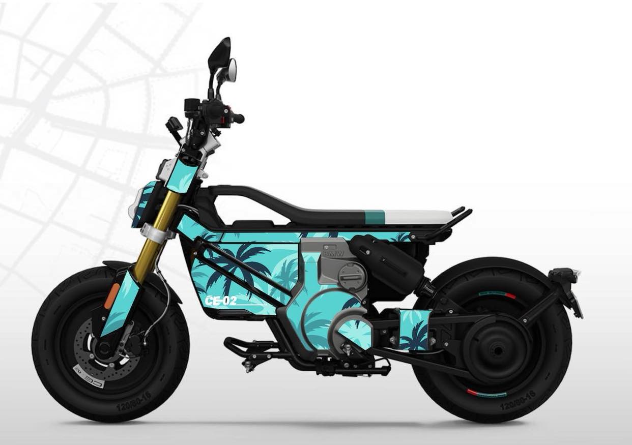 BMW-CE-02-scooter-electrique-electric-personnalisation-kit-deco-stickers-burn-out-design-californie-turquoise-palmier