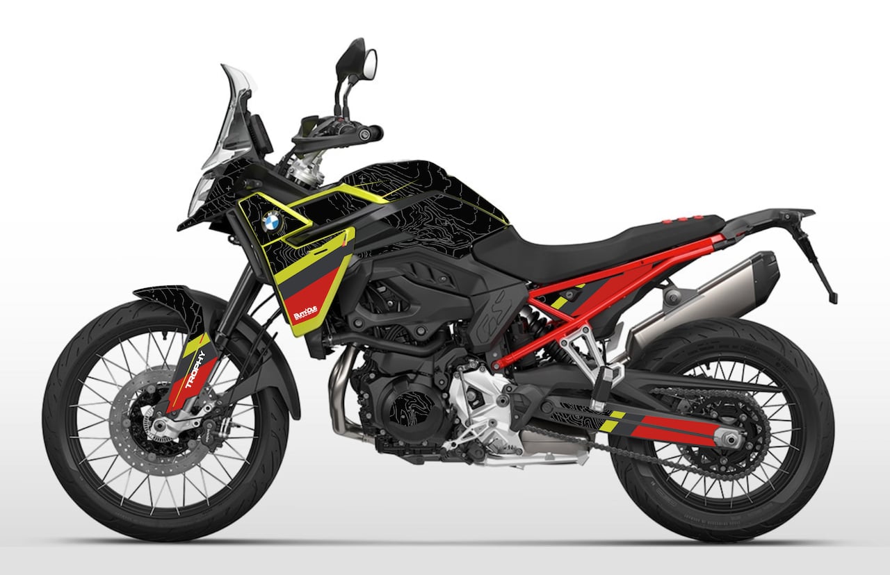 Kit déco BMW F 900 GS – Design TERRA FORCE Jaune Rouge Noir | Burn-Out Design
