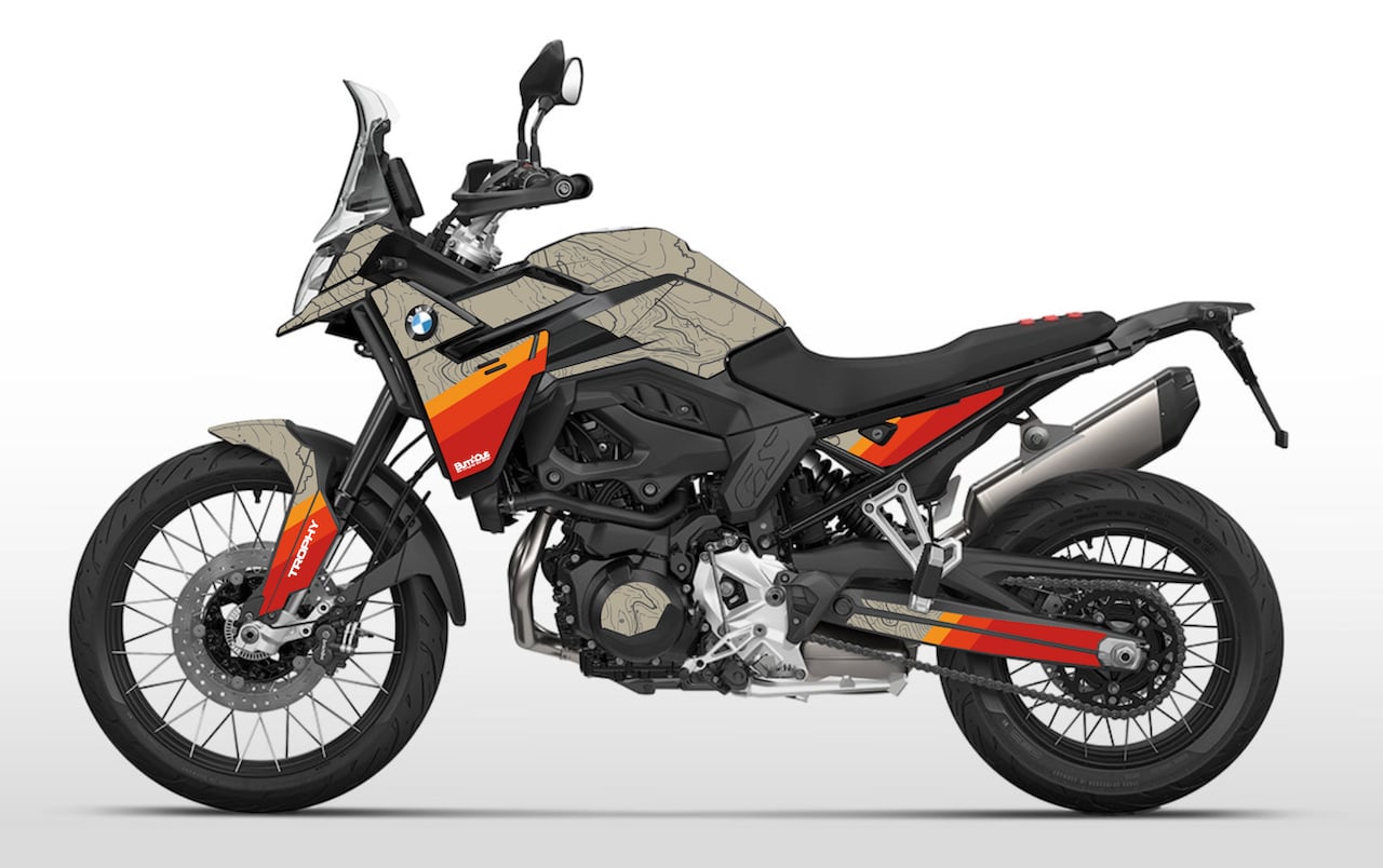Kit déco BMW F 900 GS – Design TERRA FORCE Sable Jaune Orange Vintage | Burn-Out Design