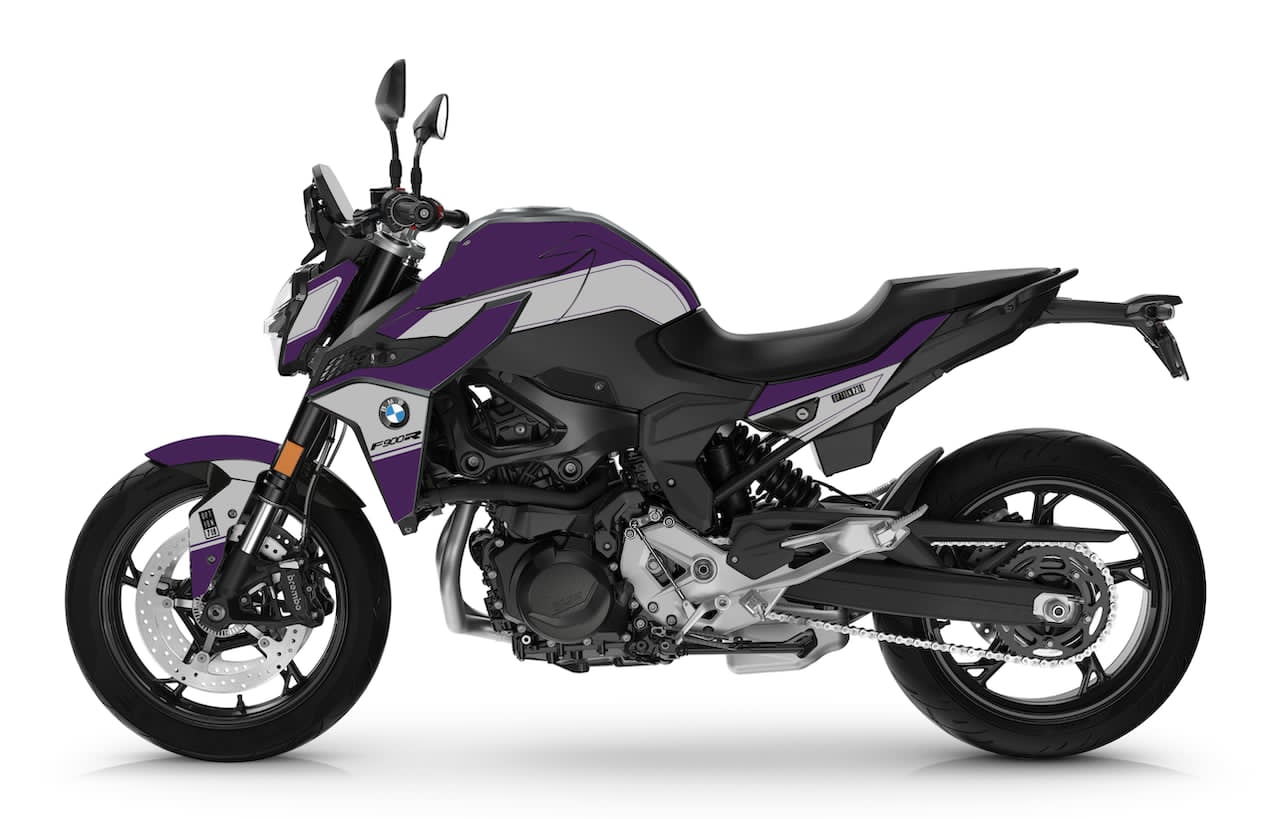 BMW-MOTORRAD-MOTO-F-900-R-F900-F900R personnalisation protection kit-deco-stickers-burn-out-design-719-premium FULL-VIOLET-Gris