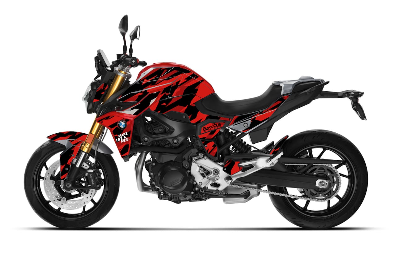 BMW-MOTORRAD-MOTO-F-900-R-F900-F900R-personnalisation-kit-deco-stickers-burn-out-design-CAMOX-rouge-Noir