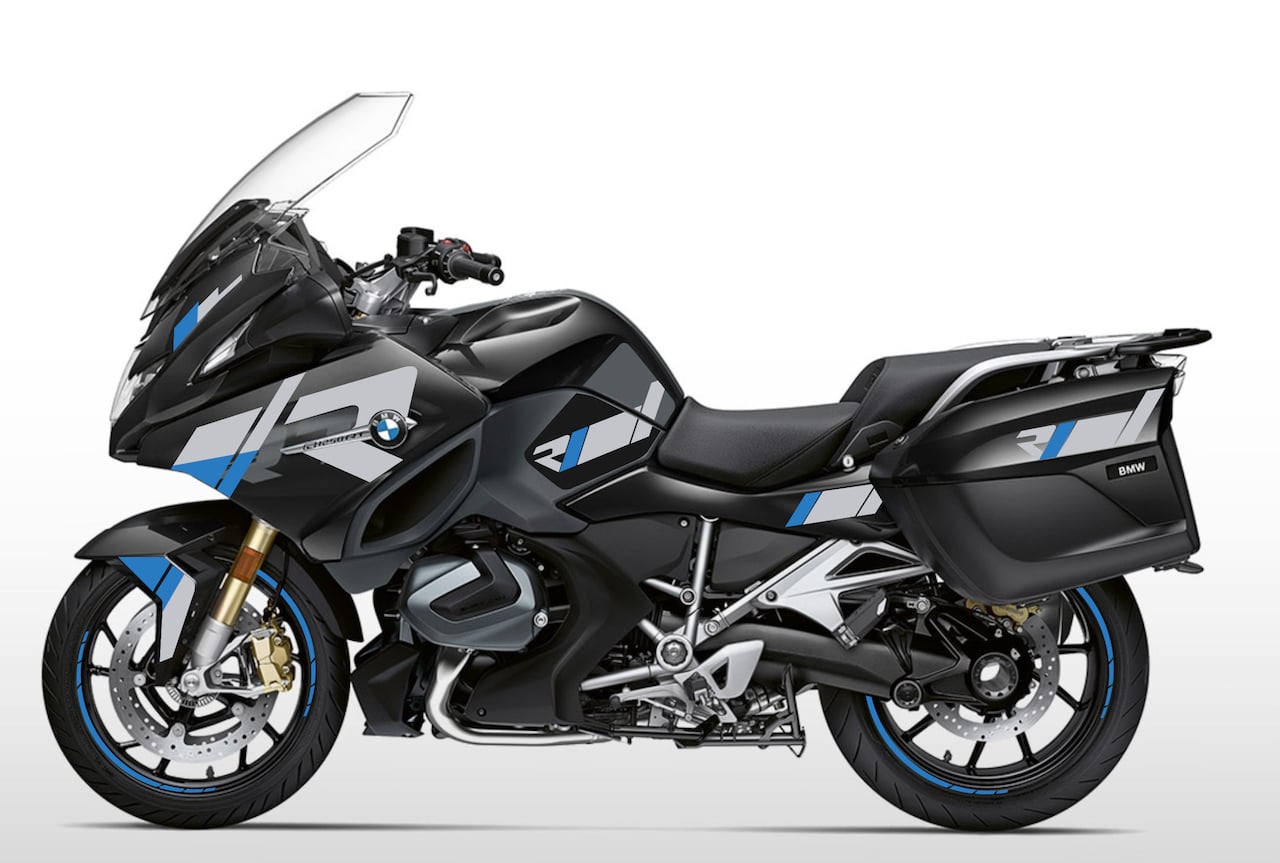 Kit déco stickers BMW R 1200 RT / R 1250 RT – Design R Power Bleu, Gris & Noir – vinyle anti-UV Made in France