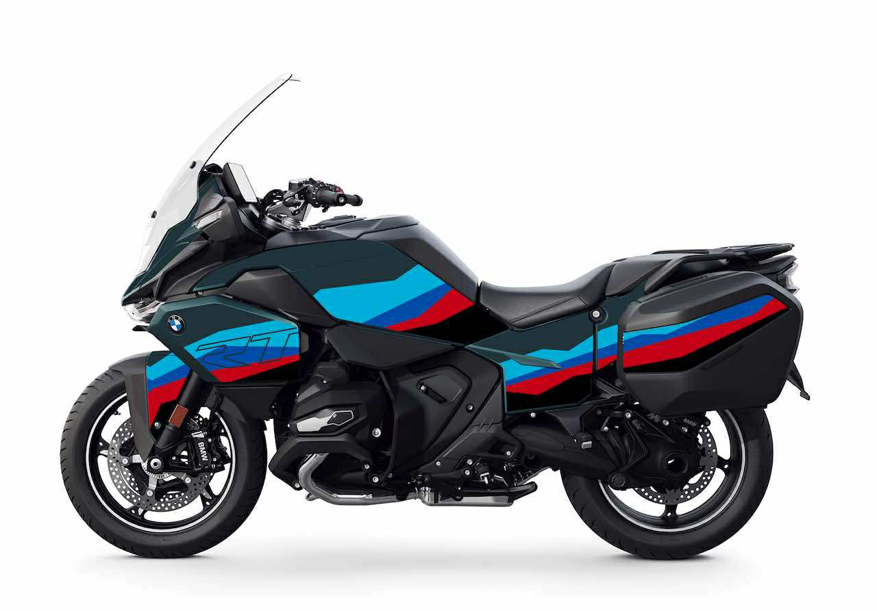 BMW R 1300RT vert 719 power stickers kit deco burn out design bleu blue rouge