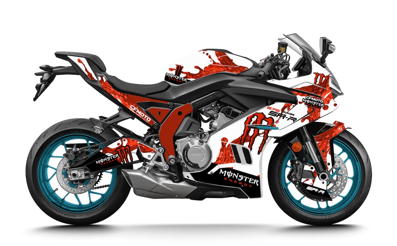 CFMOTO-MOTO-675-SR-675SRR-personnalisation-kit-deco-stickers-burn-out-design-monster-Rouge-Blanc