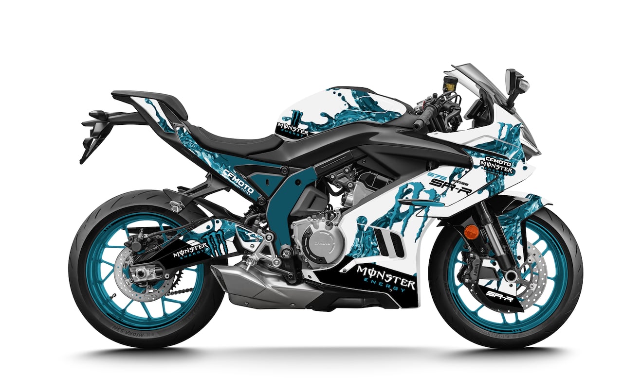 CFMOTO-MOTO-675-SR-675SRR-personnalisation-kit-deco-stickers-burn-out-design-monster-Turquoise-Blanc