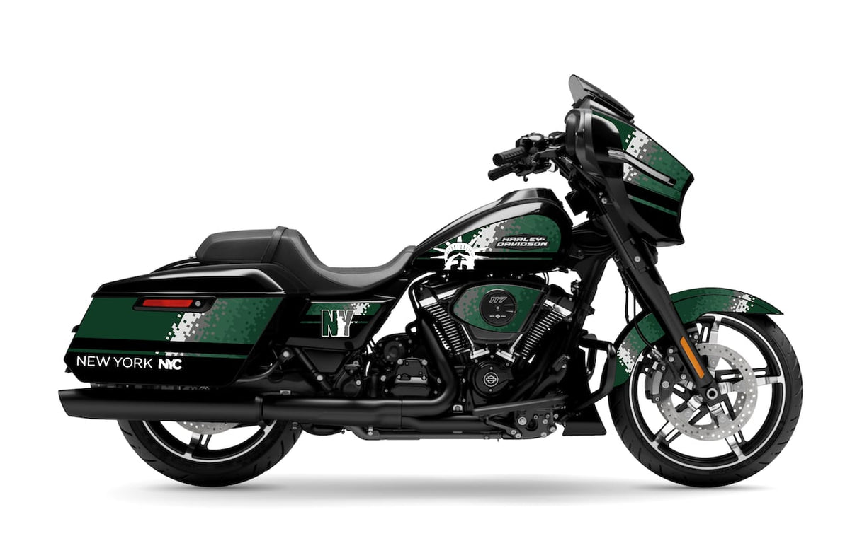 HARLEY-DAVIDSON-STREET-GLIDE-FLHX-personnalisation-kit-deco-stickers-burn-out-design-NEW-YORK-NY