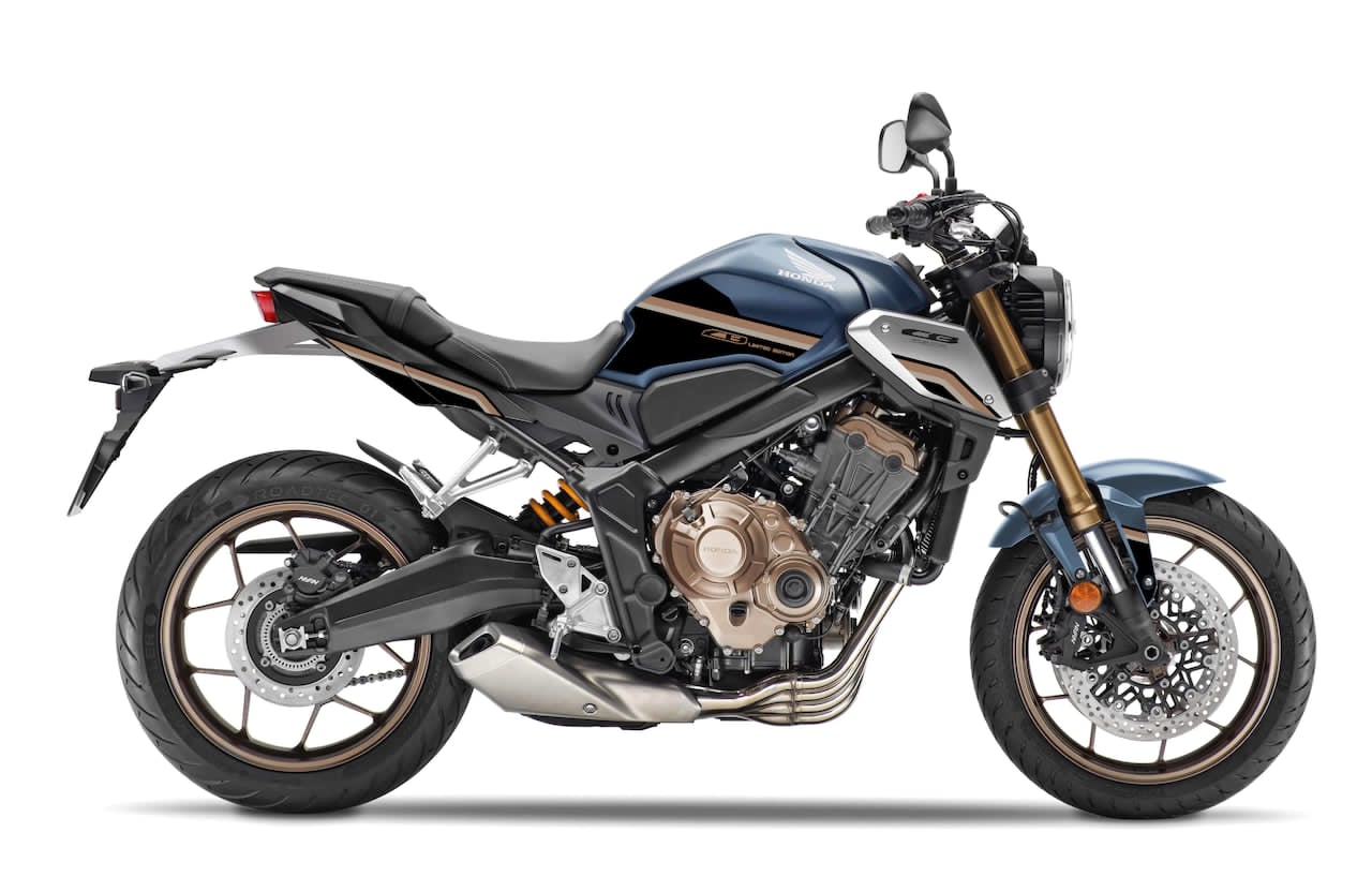 HONDA-CB-650-R-ROADSTER-personnalisation-kit-deco-stickers-burn-out-design-VINTAGE-Noir-Bronze-sur-Bleu