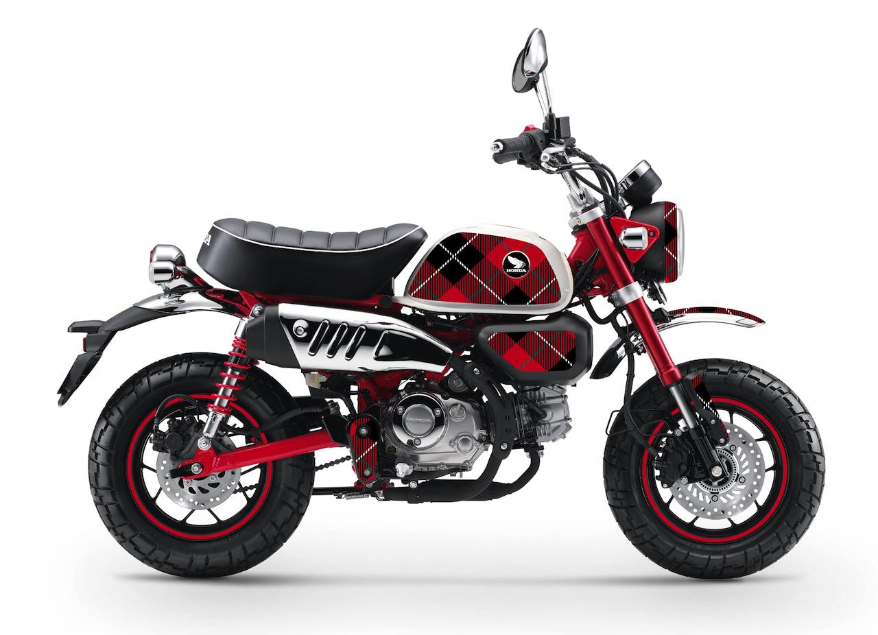 HONDA MONKEY 125 GROOM kit deco stickers cover burn out design ecosse-highlands rouge personnalisation protection