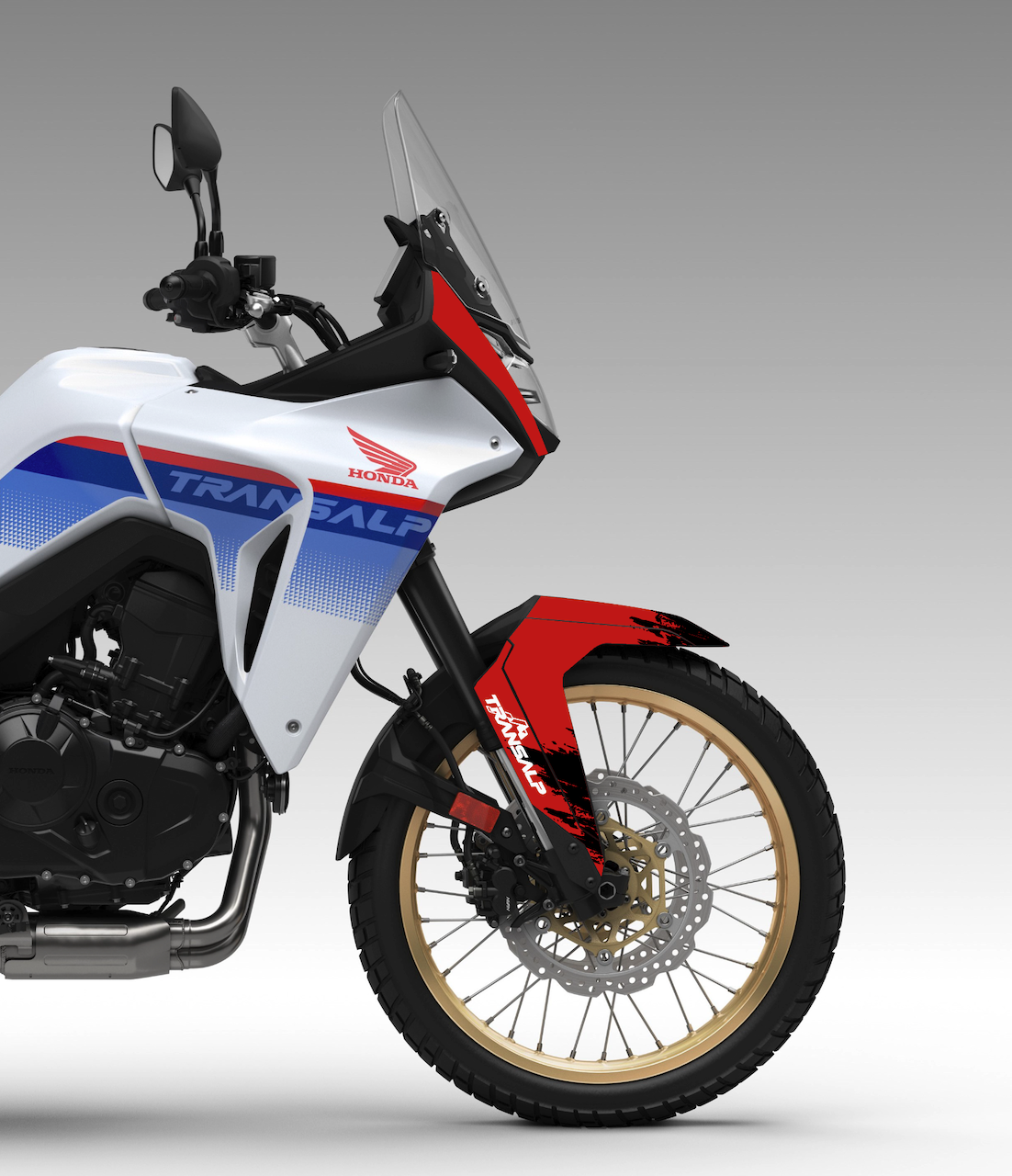 honda transalp 750  garde-boue avant tête de fourche stickers noir rouge origine trace  burn-out design