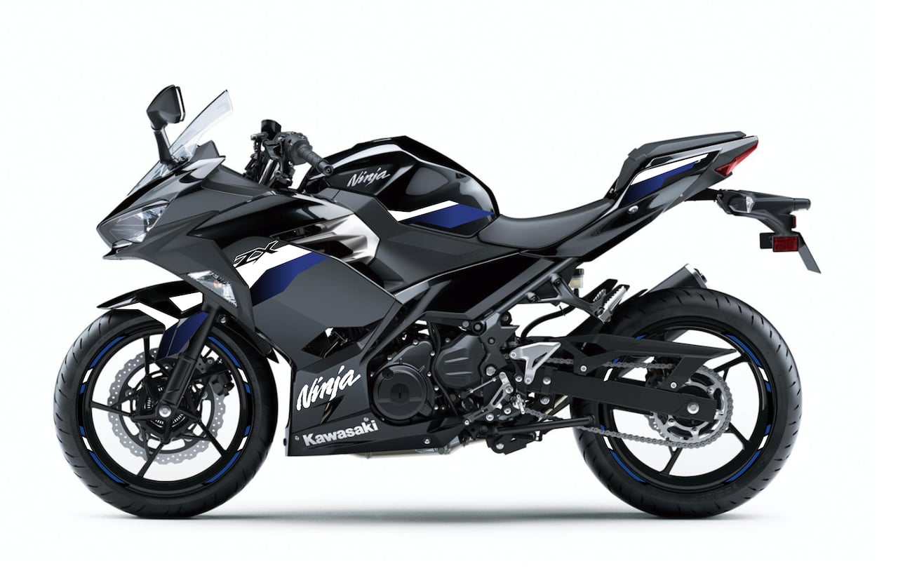 KAWASAKI-NINJA-400-personnalisation-kit-deco-stickers-burn-out-design-LIGHT Bleu et Blanc